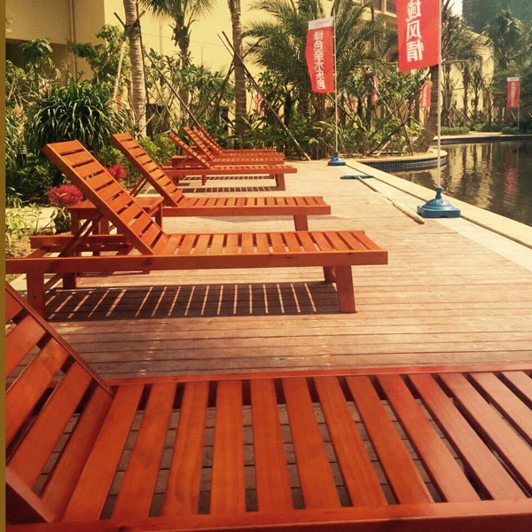 精欧户外沙滩实木躺椅 阳台休闲木质折叠躺床 酒店室外泳池沙发椅