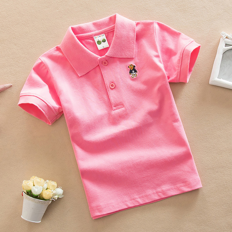 童装男童短袖T恤 夏装2017新款粉色校服儿童演出服纯棉半袖polo衫