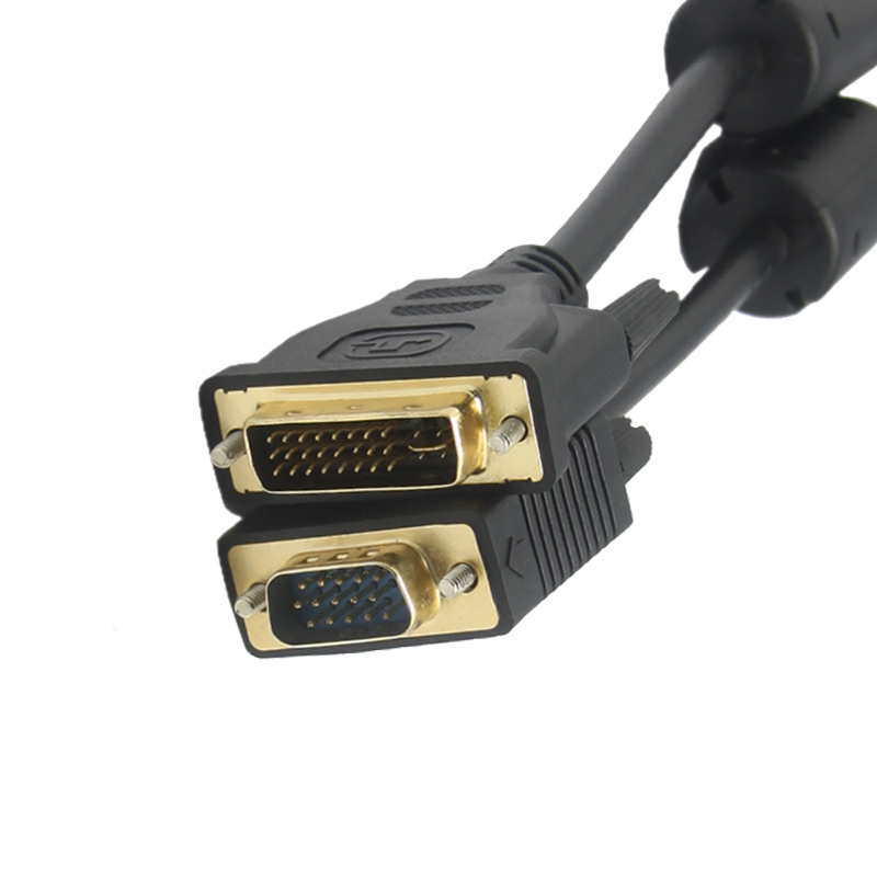 镀金双磁环DVI转VGA线24+5公对公视频信号转换连接线1.5米3米5米