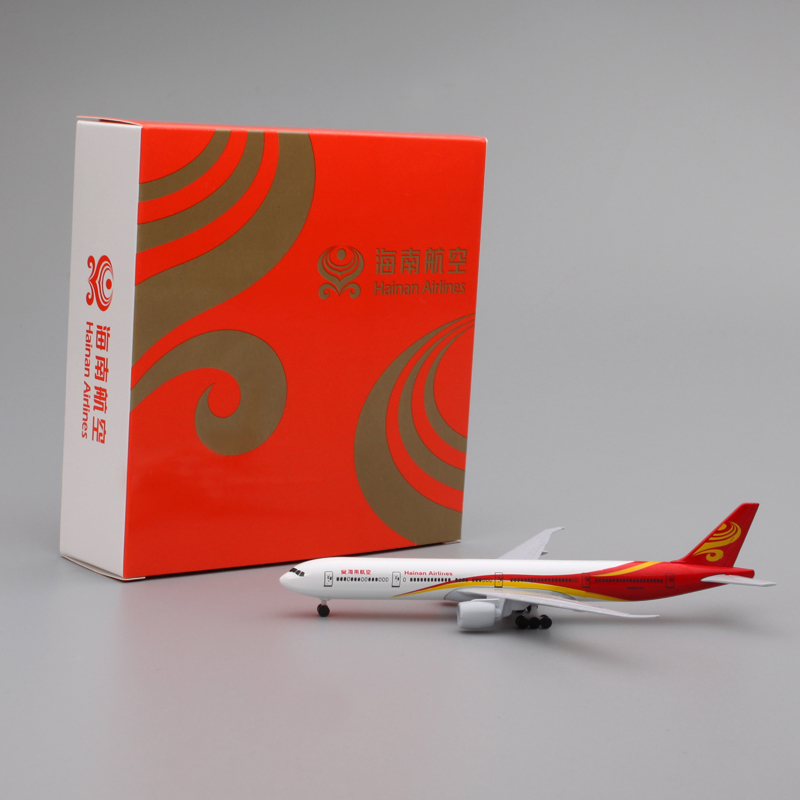 1：500海南航空机场模型红色飞机模型金属家居装修小摆件777-300