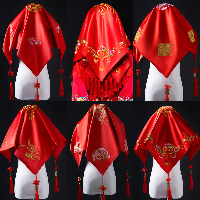 红盖头2017新款结婚盖头新娘中式刺绣红色古典秀禾服盖头喜帕流苏
