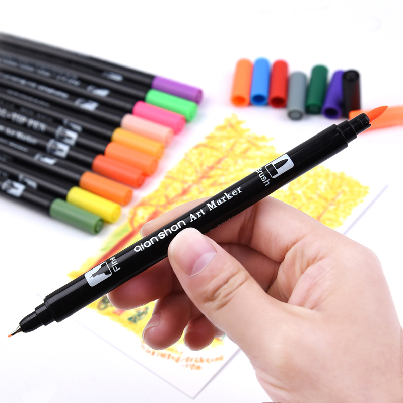 24色马克笔双头水性彩色笔记号笔纤维笔头勾线笔制图漫画涂色专用