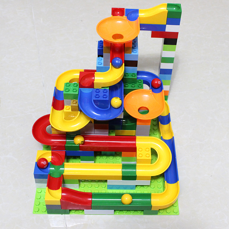 儿童大颗粒塑料积木玩具宝宝益智轨道滚球拼插装滑道滚珠3-6周岁