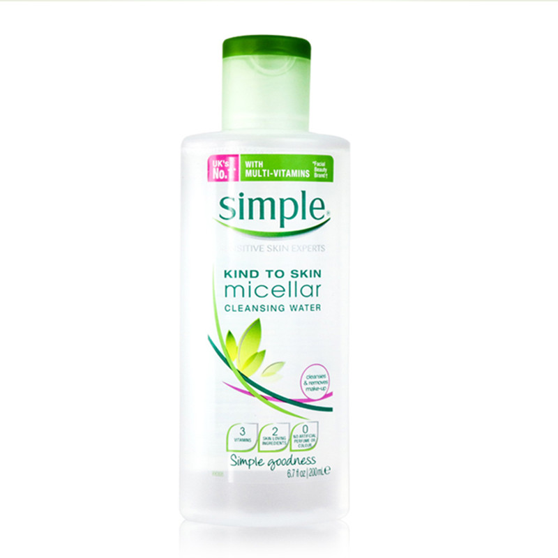 英国正品Simple清妍轻柔温和舒润卸妆水200ml 防过敏柔滑不干燥