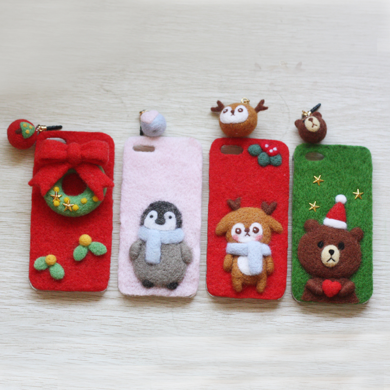 圣诞新品上架羊毛毡戳戳乐DIY材料包圣诞手机壳不是成品看清楚