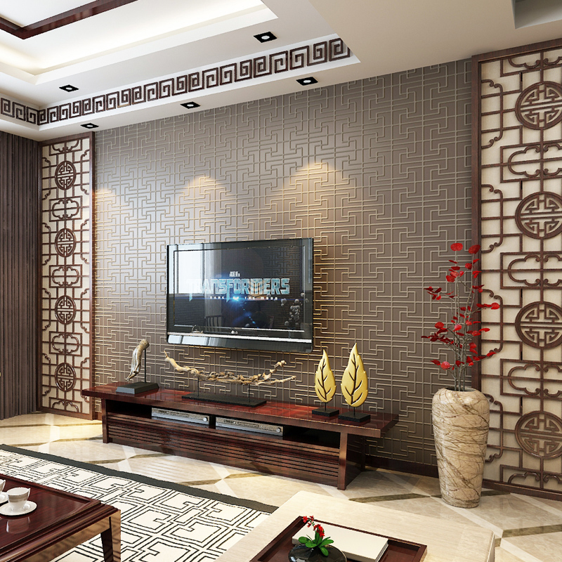 现代新中式壁纸古典复古风格客厅卧室无纺布墙纸电视背景墙中国风