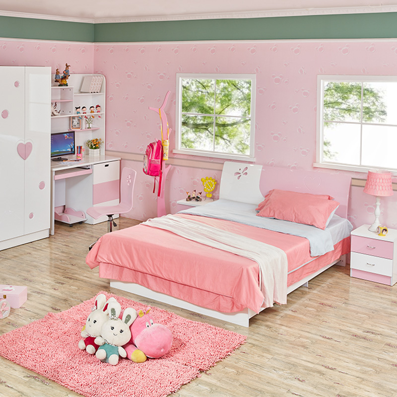 儿童床女孩公主床卧室家具套房组合女生单人床田园儿童小孩床1.2m
