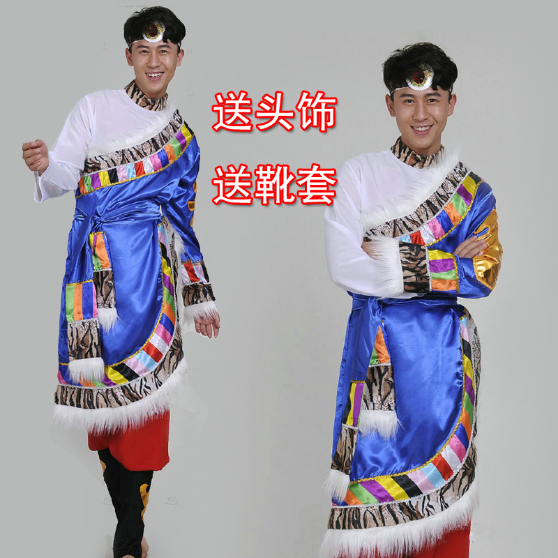 2017新款藏族舞蹈服装男款少数民族服装成人藏袍蒙古族舞蹈演出服