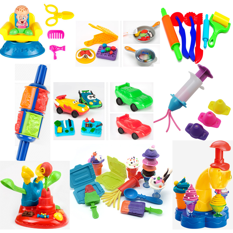 彩泥模具工具套装儿童手工制作安全无毒雪糕机压面橡皮泥组合玩具