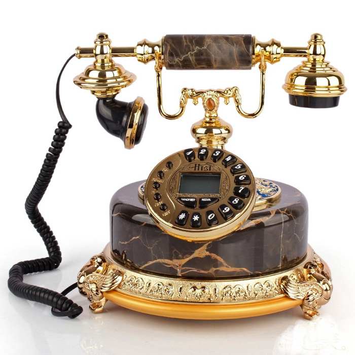 HISI名品别墅专用欧式仿古电话机座机家用 固定电话座机 古典奢华
