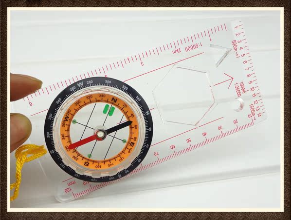 比例直尺指南针 户外指北针多功能罗盘比例尺 地图精准测量尺