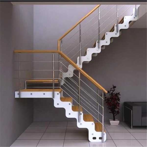 定制室内钢木楼梯阁楼复式楼梯双梁楼梯实木踏板整体楼梯直梯