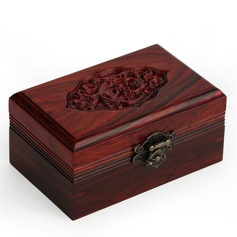 酸枝木雕首饰盒红木装饰品盒子 实木印章盒收纳百宝箱梳妆台摆件
