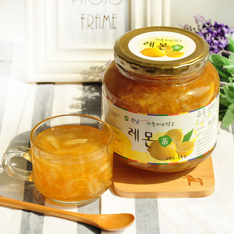 韩国原装进口全南蜂蜜柠檬茶1000g克果肉果酱水果茶食冲饮品