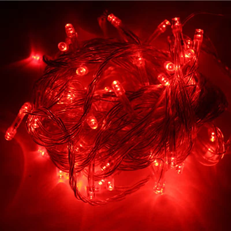 心亚亚 圣诞灯 圣诞节装饰灯 10米100头红色LED 灯星星灯