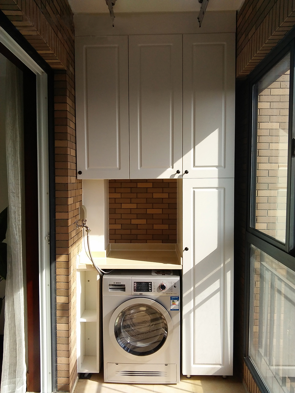 上海定制洗衣机柜异形整体柜切角洗衣机柜阳台洗衣机柜阳台柜定做