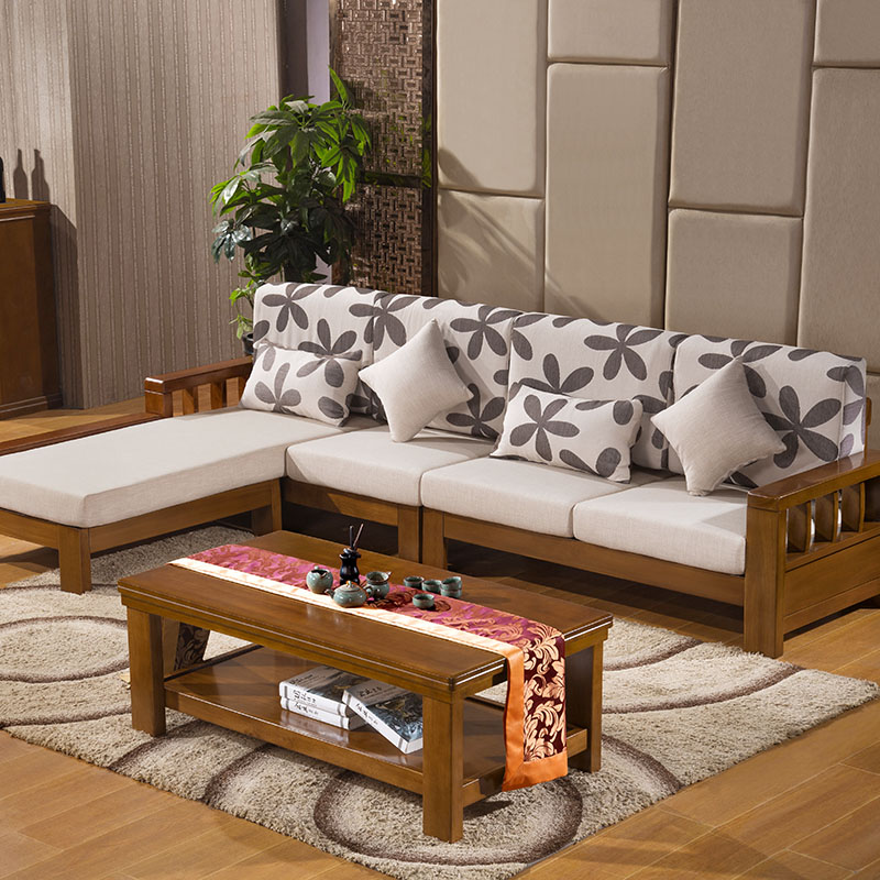 组合贵妃转角沙发现代中式沙发客厅木质沙发布艺拆洗 实木沙发否