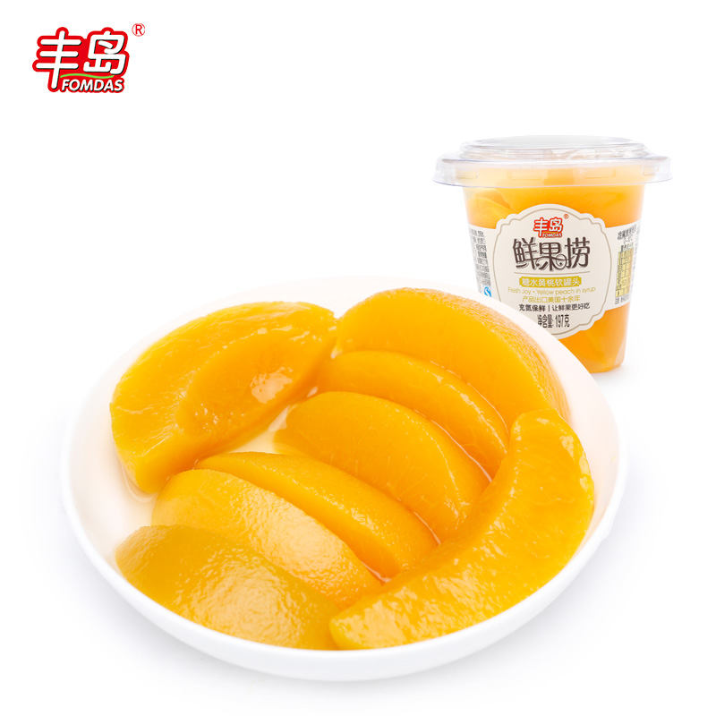 丰岛鲜果捞水果罐头桃条休闲零食速食罐头出口美国 197g*8箱黄桃