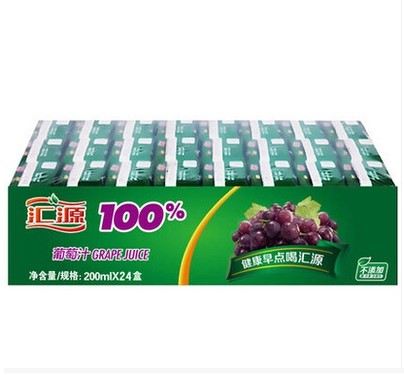 新品 汇源100%果汁 200ml*24盒葡萄果味饮料整箱健康饮品全国包邮