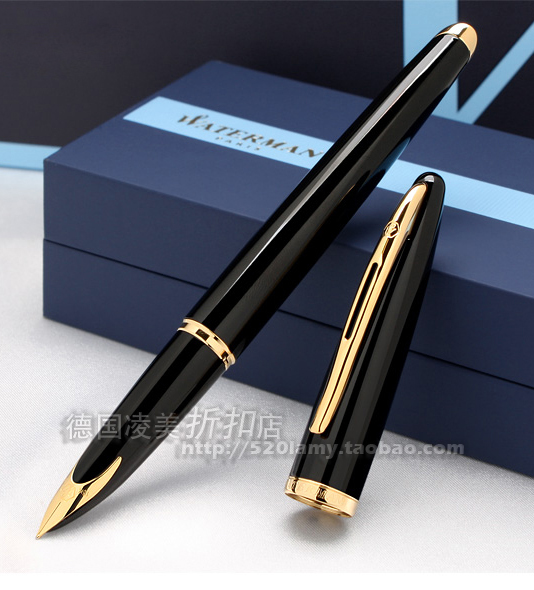 法国 WATERMAN威迪文海韵系列纯黑金夹钢笔 18K金笔