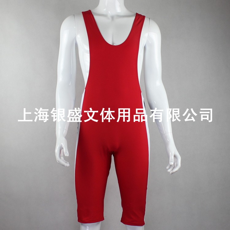 摔跤衣自由式红蓝各1件男式女士紧身式摔跤服 连体服
