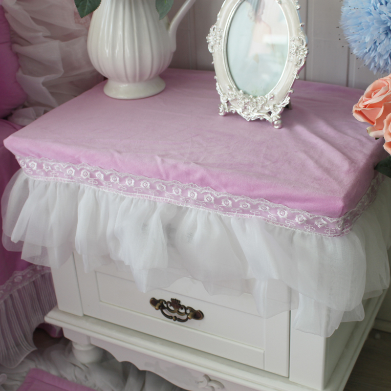 紫色超柔短毛绒床头柜罩 韩式公主卧室床头柜防尘装饰桌布需定做