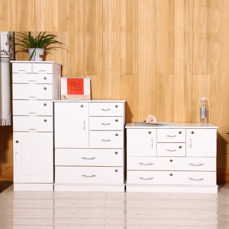 欧式白色简约现代实木质文件柜抽屉式带锁办公室资料储物矮柜子小