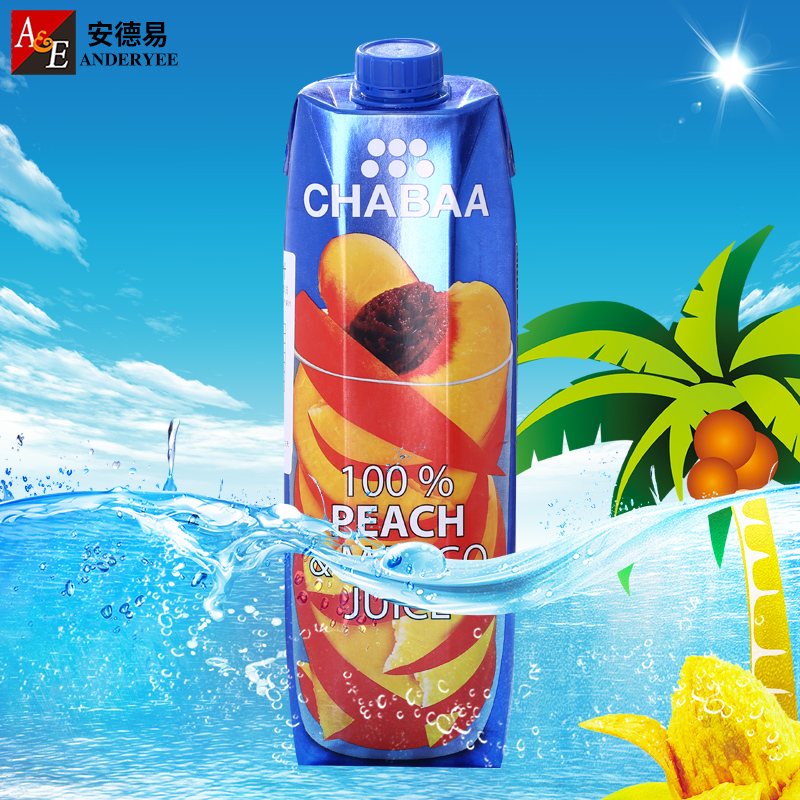 泰国进口零食饮品 CHABAA芭提娅 桃芒果汁饮料1L/罐