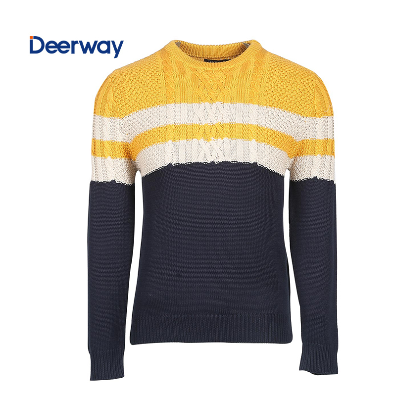 新款Deerway/德尔惠秋装男士圆领套头衫大码毛衣韩版潮流运动线衫