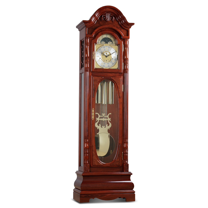 霸王钟表中式实木雕刻钟创意古典立钟欧式现代客厅座钟机械落地钟
