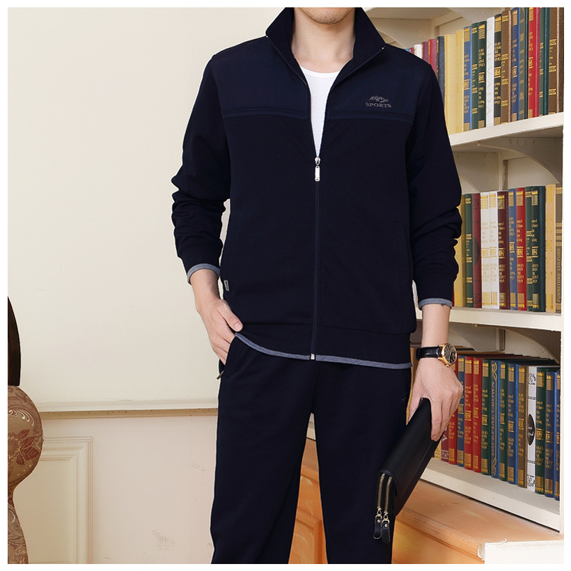 2016运动套装男春秋季长袖大码中老年运动服男薄款休闲跑步运动衣