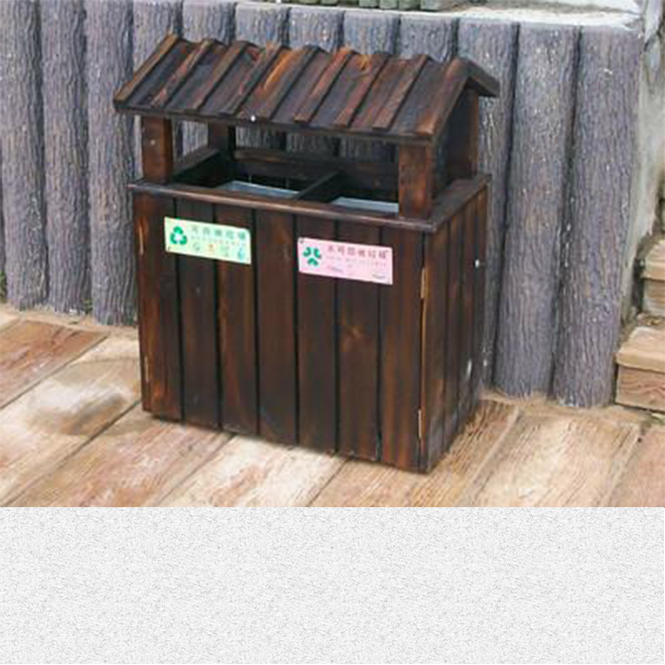 定做户外防腐木垃圾桶碳化木垃圾箱景观景区垃圾箱公园创意垃圾桶