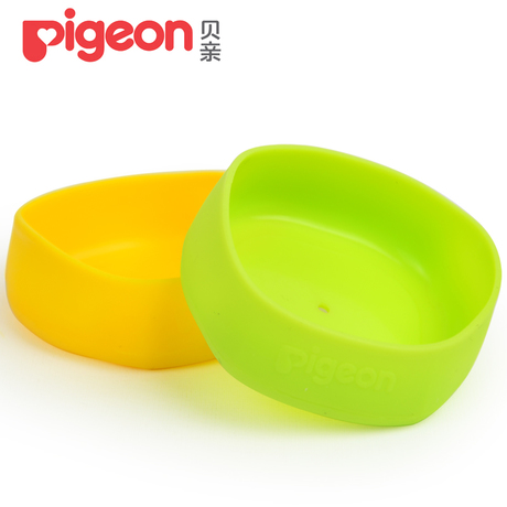 贝亲Pigeon宽口径塑料奶瓶配件底座 硅胶保护套防摔黄色绿色