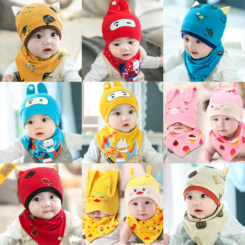 2017秋季新款儿童幼儿棉布帽 款式多样 卡通帽子 宝宝套头帽套装