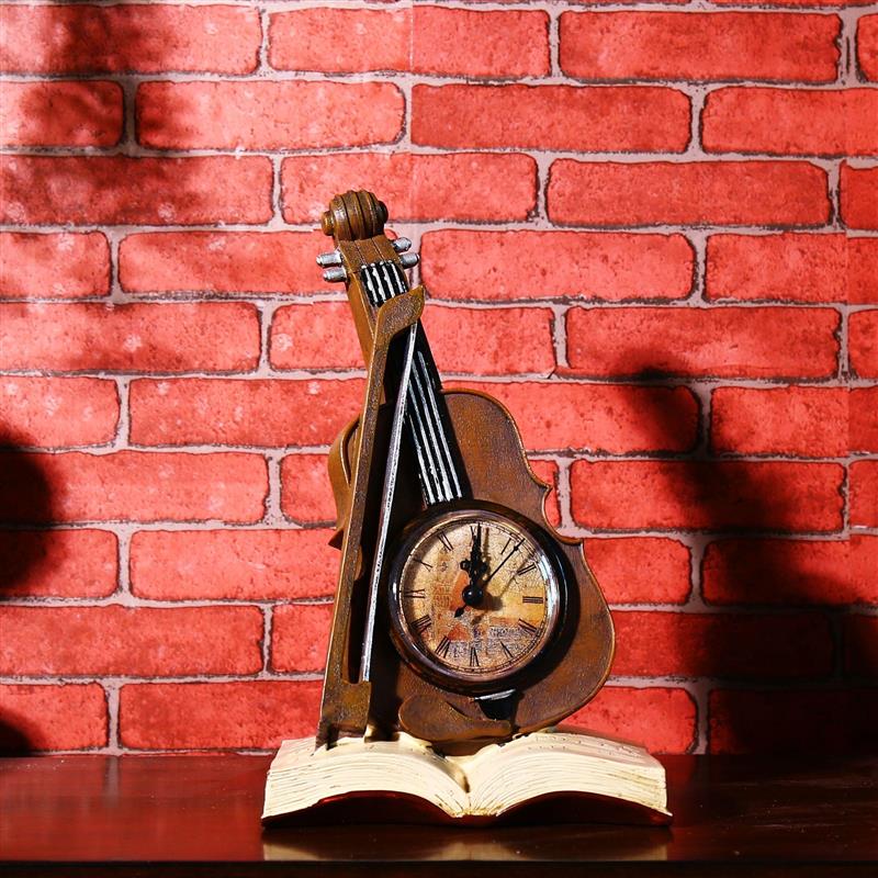 创意礼品树脂工艺品书本小提琴装饰时钟 家居装饰品摆件台钟闹钟