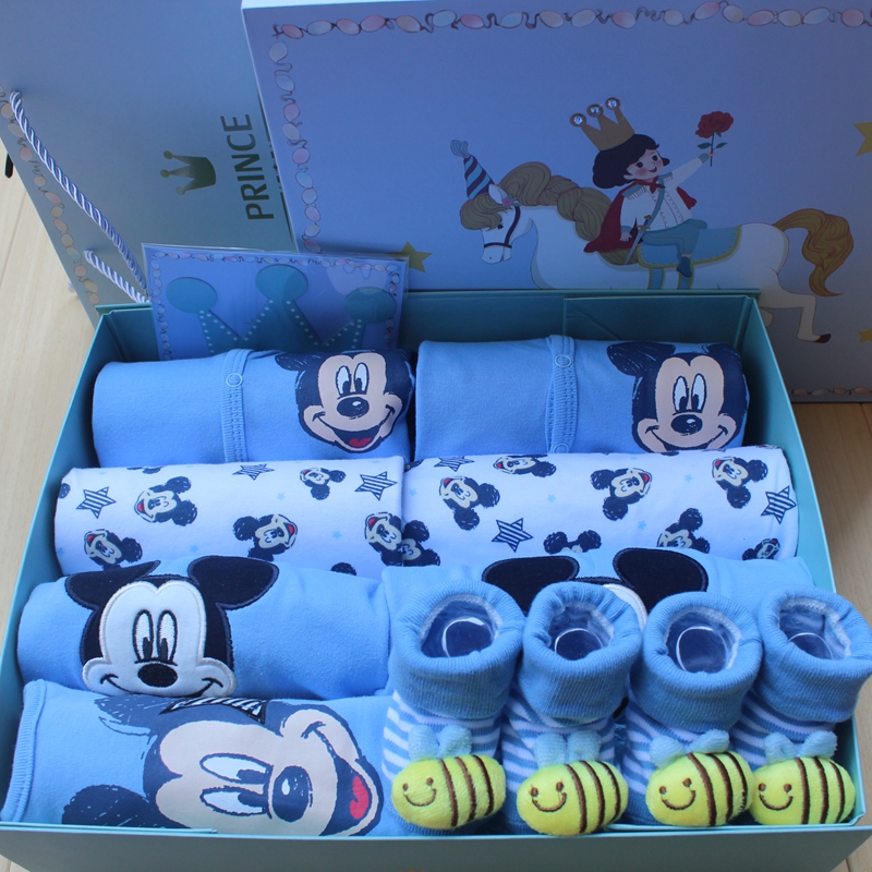 迪士尼双胞胎宝宝礼盒纯棉套装婴儿礼盒男宝宝满月周岁百日衣服初