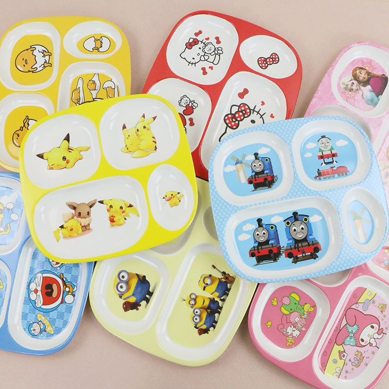 【天天特价】日韩创意儿童餐盘分格四格耐摔密胺卡通宝宝婴儿餐盘