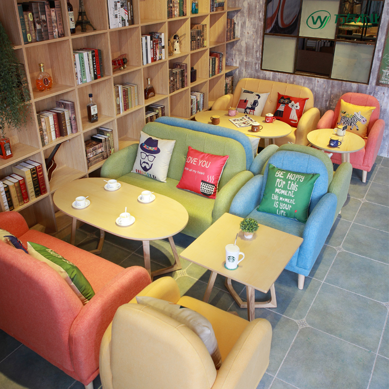 咖啡厅沙发 甜品店奶茶店沙发组合 北欧餐饮沙发卡座桌椅书吧沙发
