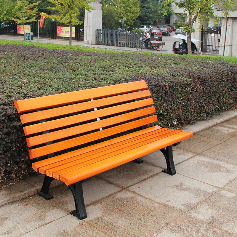 公园椅户外休闲广场长椅室外铸铁防腐实木靠背休息座椅塑木长凳子