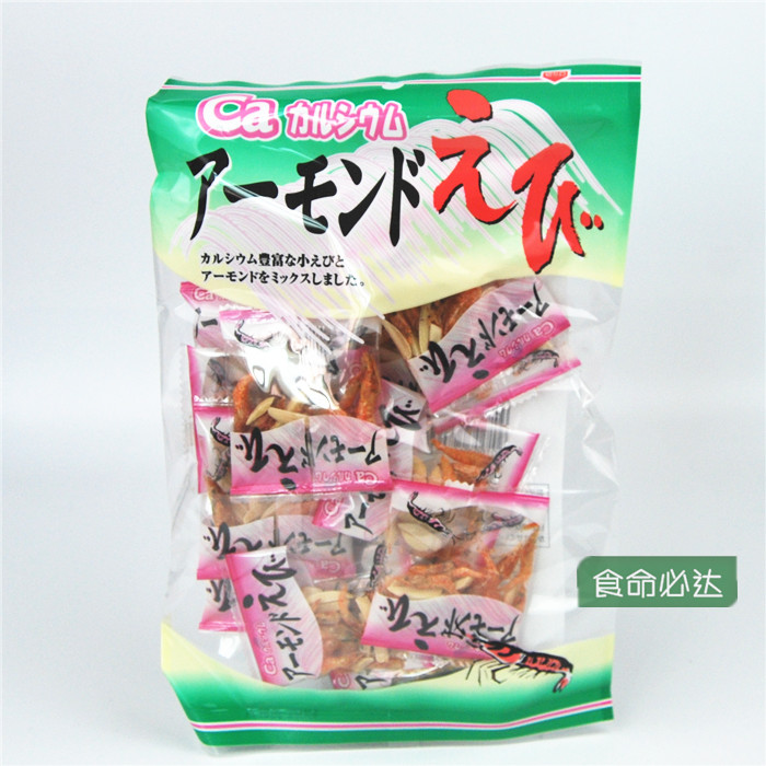 日本进口零食品 泉屋加钙杏仁虾干 坚果钙质小虾干 儿童零食品48g