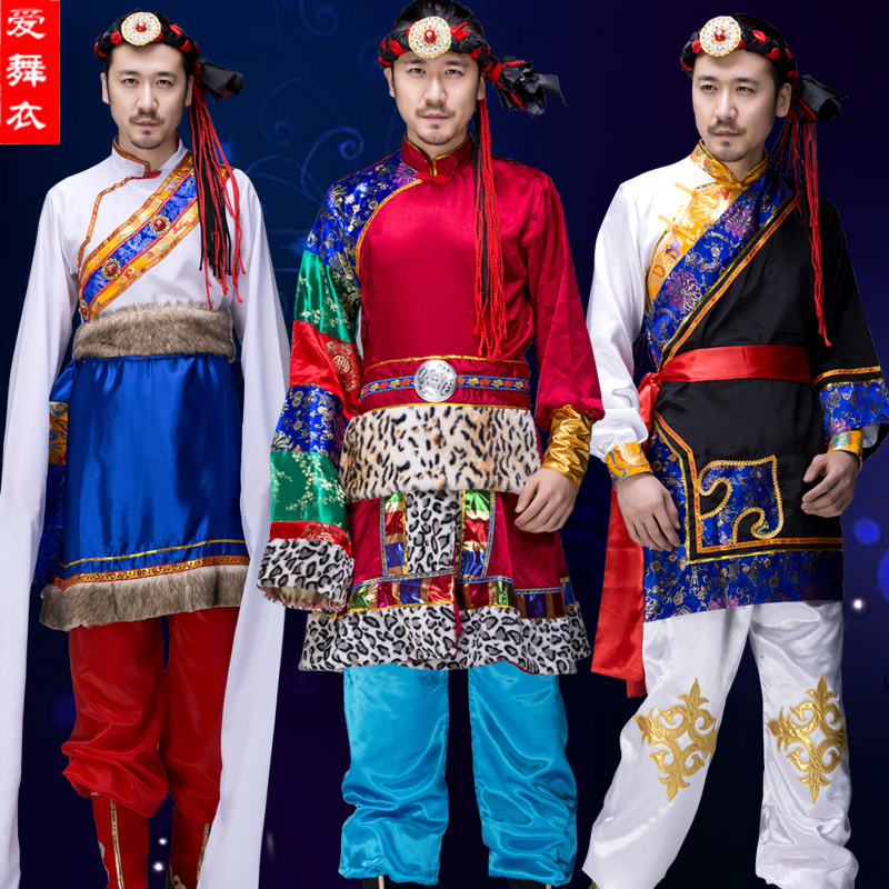 新款藏族衣服男藏族舞蹈服装水袖少数民族扎西德勒表演服草原欢歌