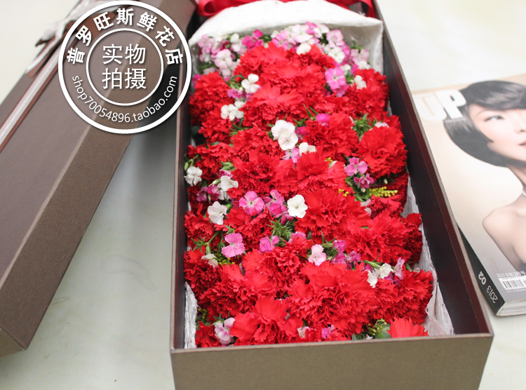 母亲节预定！北京鲜花速递同城生日36朵红康乃馨鲜花礼盒送花上门