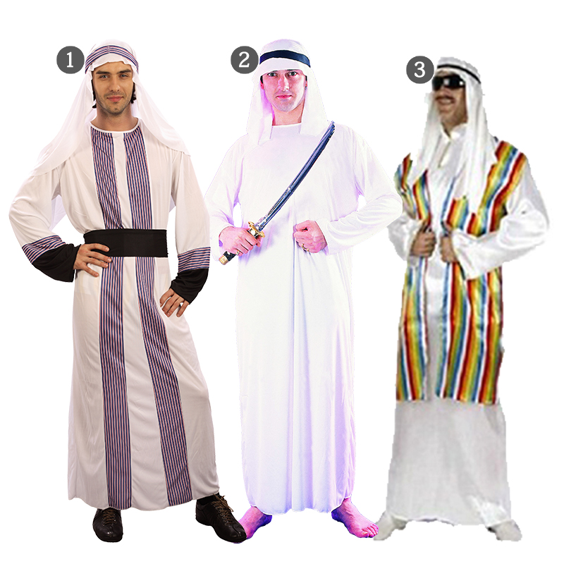 万圣节舞会服装 成人男阿拉伯服装沙特迪拜长袍衣服饰中东牧羊人