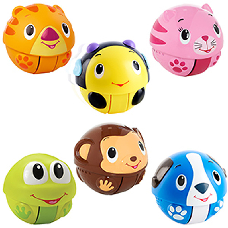 婴儿玩具 学爬Bright Starts 音乐 声效 动物球 滚动球6个包邮