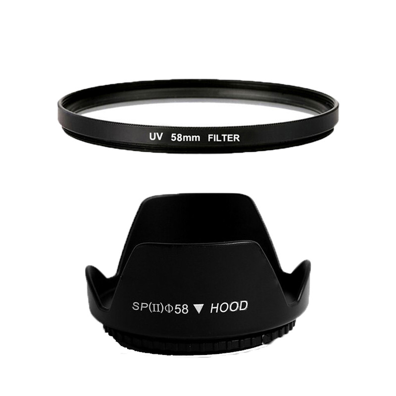 58mm UV Ultra-Violet Filter + Lens Hood For Sony For Nikon f