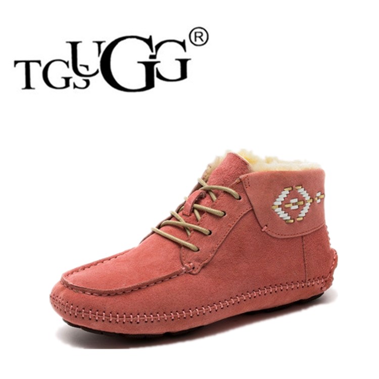 TGSUGG 冬季女鞋高帮鞋彩色编织单鞋平跟休闲驾车TGАUGG 1007677