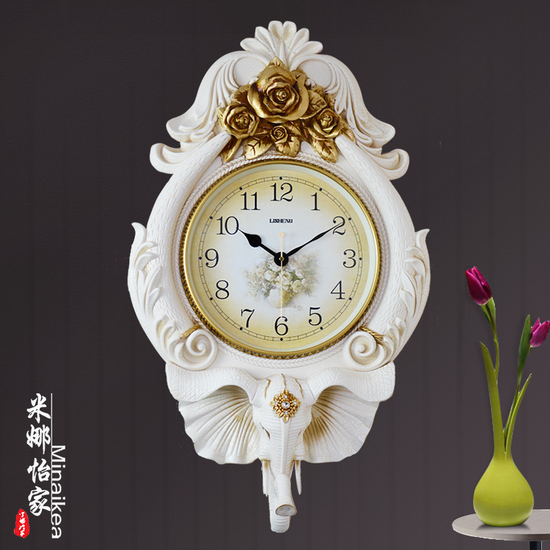 欧式挂钟客厅钟美式复古创意钟表静音艺术田园挂表创意表装饰时钟