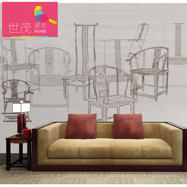 世茂美家 新中式古典明清家具太师椅 椅子 会所中式背景墙 壁画