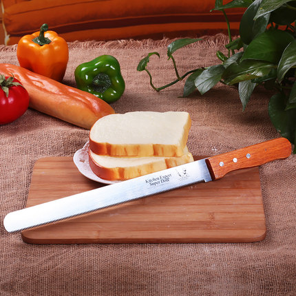 烘培工具不锈钢锯齿土司面包刀蛋糕刀10寸木柄细齿刀裱花刀