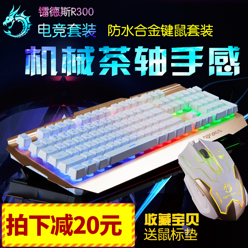 博士顿R300游戏键盘鼠标套装发光机械手感键鼠lol家用电脑cf有线